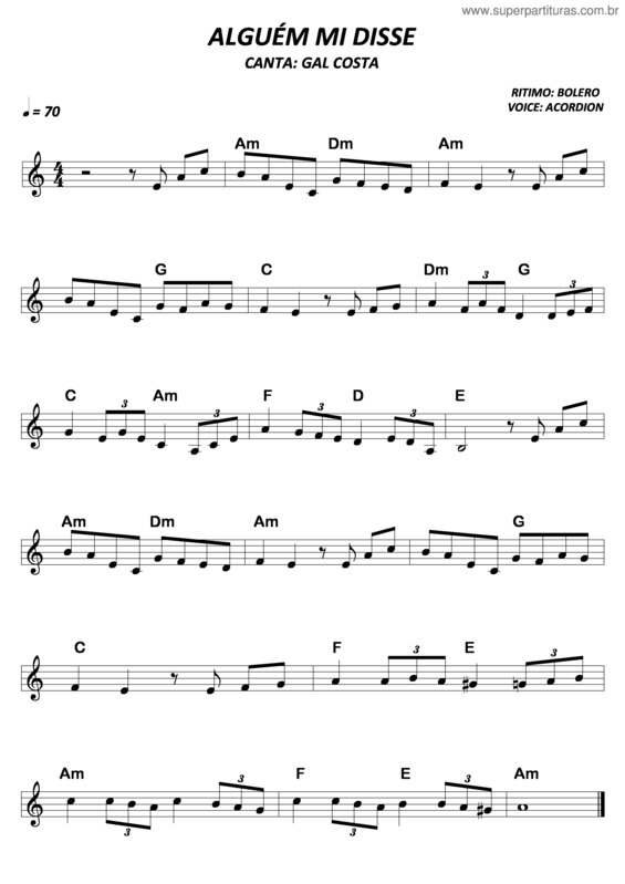 Partitura da música Alguém Mi Disse
