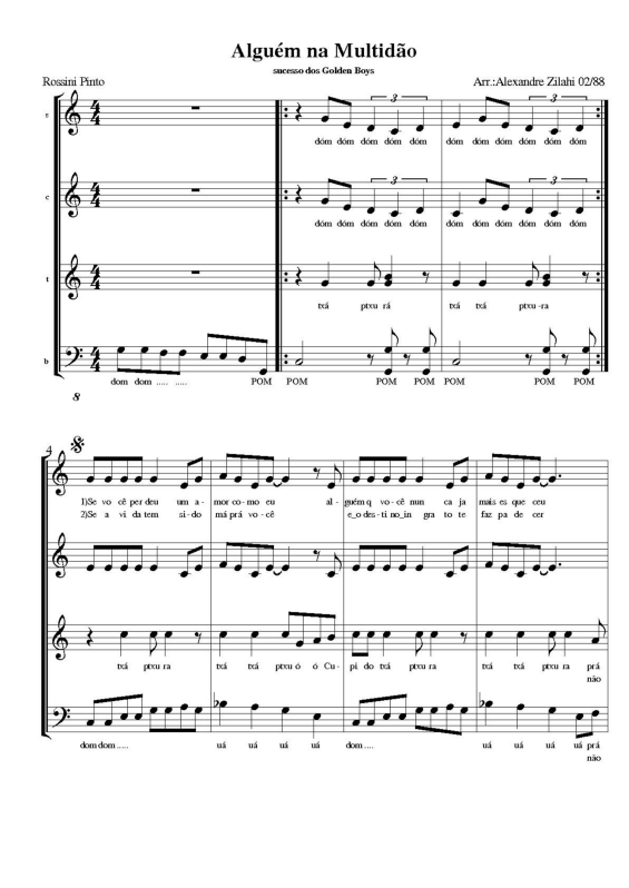 Partitura da música Alguém na Multidão v.2