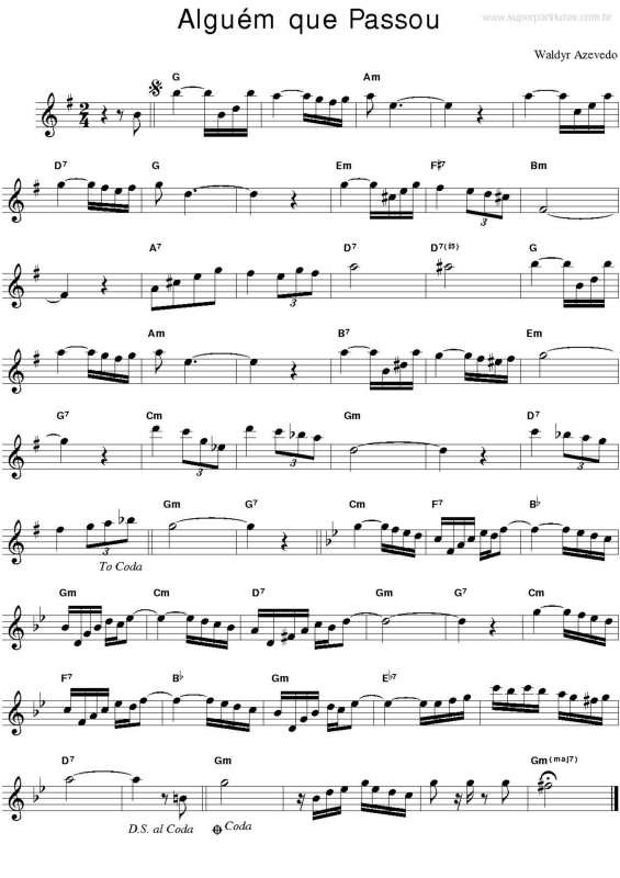 Partitura da música Alguém que passou v.2