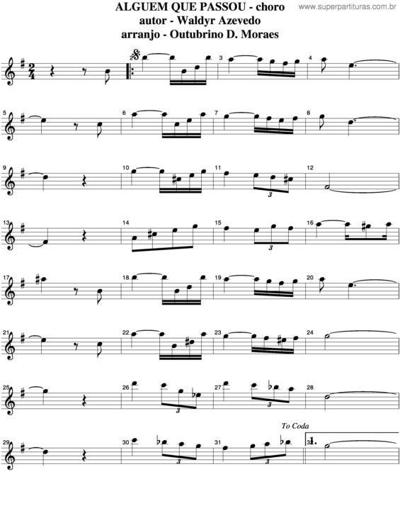 Partitura da música Alguém Que Passou v.5