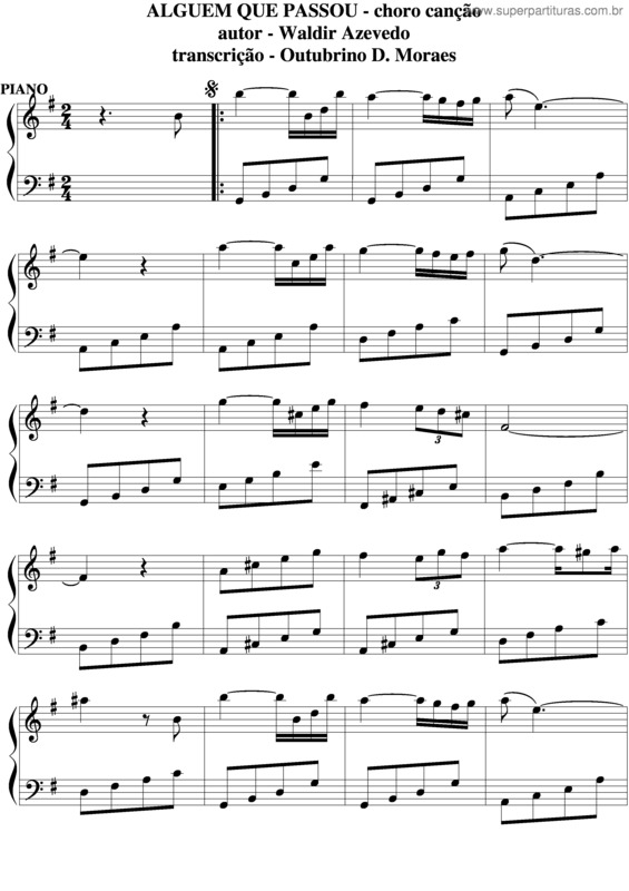 Partitura da música Alguém Que Passou v.6