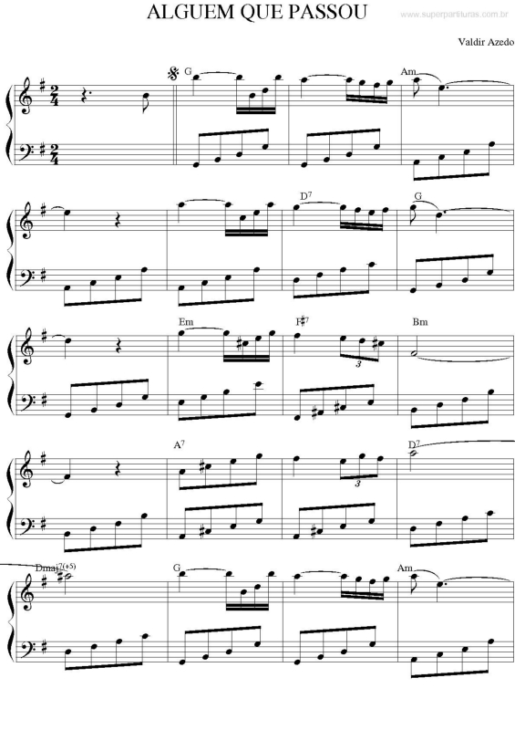 Partitura da música Alguém Que Passou
