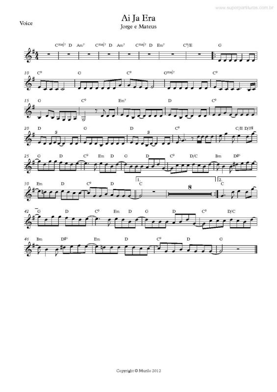 Partitura da música Ali Já Era