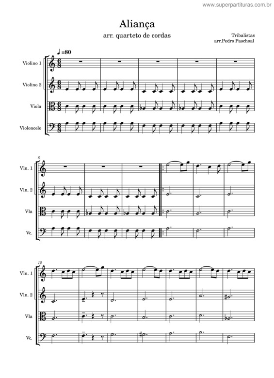 Partitura da música Aliança – Tribalistas v.4