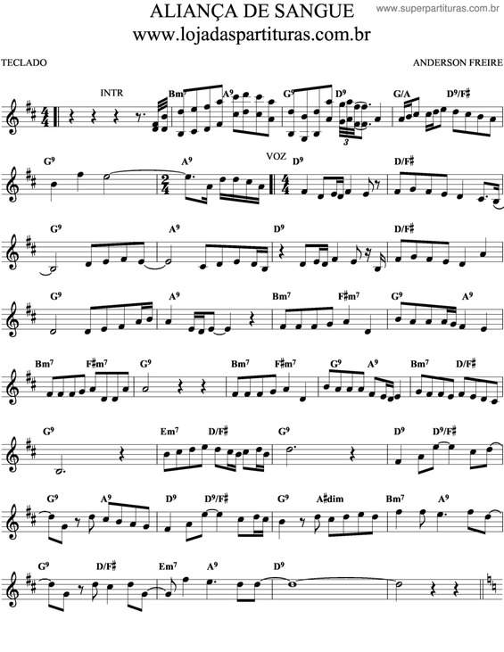 Partitura da música Aliança De Sangue