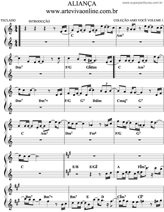 Partitura da música Aliança v.4