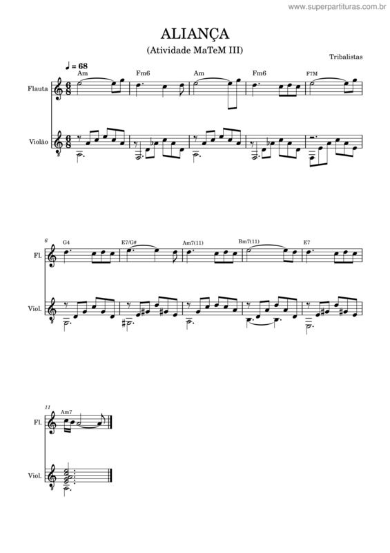 Partitura da música Aliança v.5