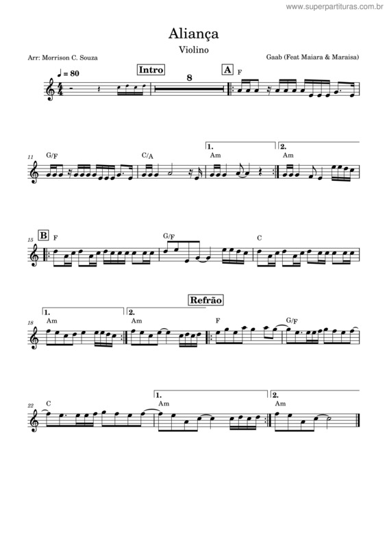 Partitura da música Alianca v.6