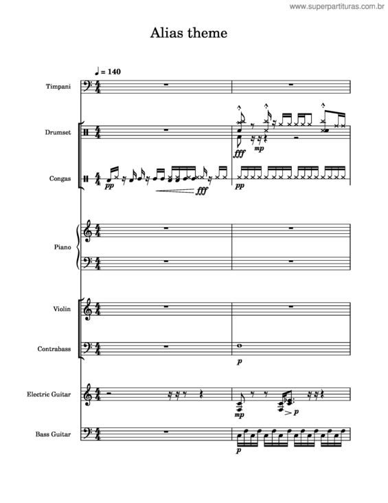 Partitura da música Alias Theme – Michael Giacchino Alias Theme