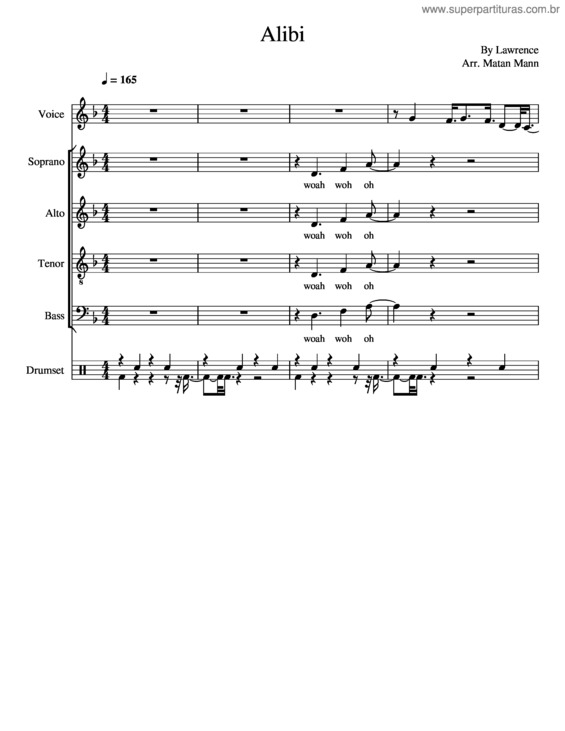 Partitura da música Alibi  – Lawrence