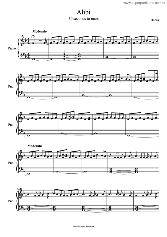 Partitura da música Alibi – Thirty Seconds To Mars