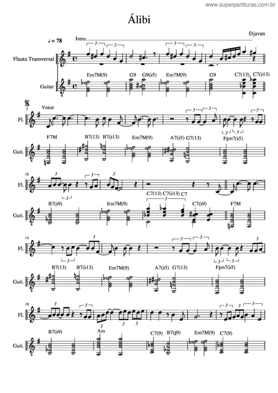 Partitura da música Álibi v.2