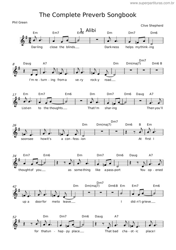 Partitura da música Alibi v.3