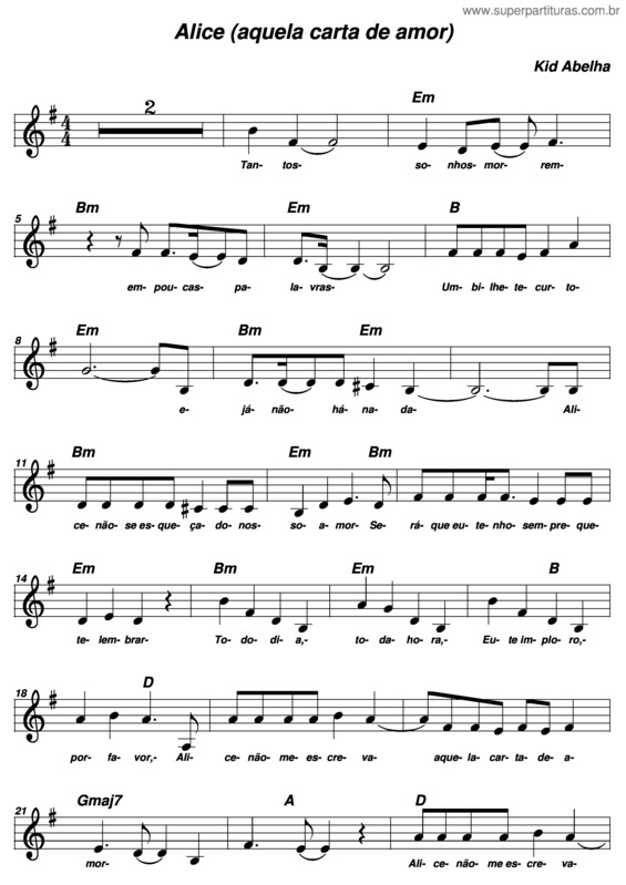 Partitura da música Alice (Aquela Carta De Amor)