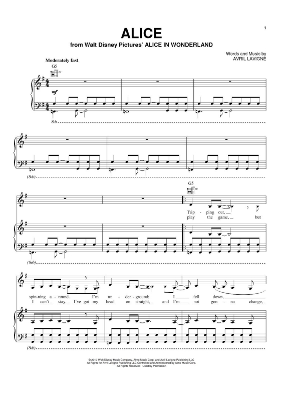 Partitura da música Alice v.3