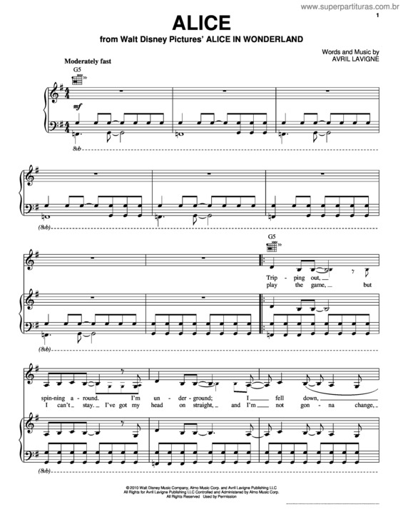 Partitura da música Alice v.7