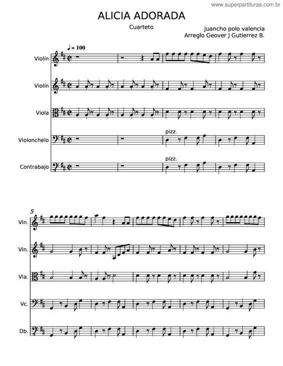 Partitura da música Alicia Adorada Scor