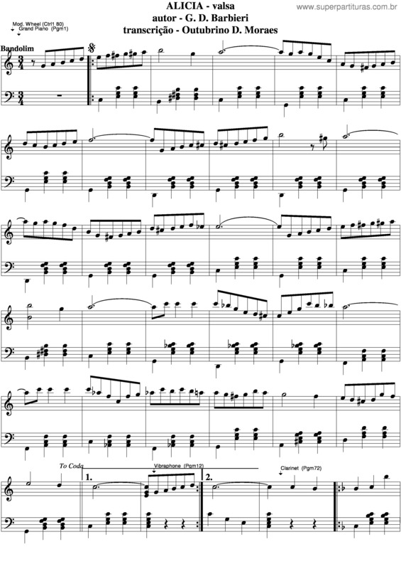 Partitura da música Alicia v.3