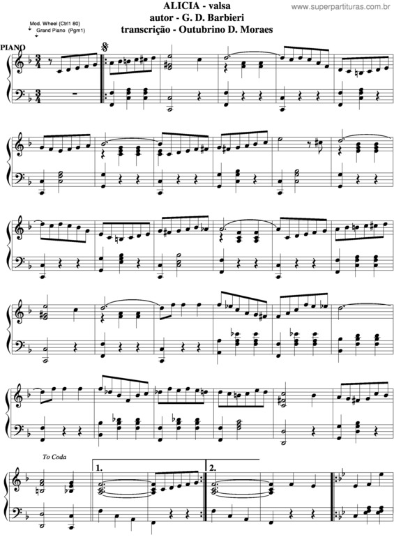 Partitura da música Alicia v.4