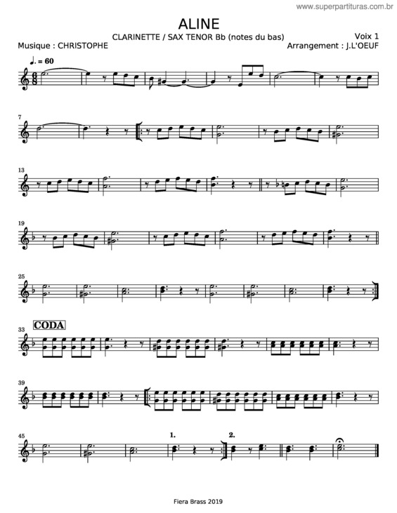 Partitura da música Aline v.19