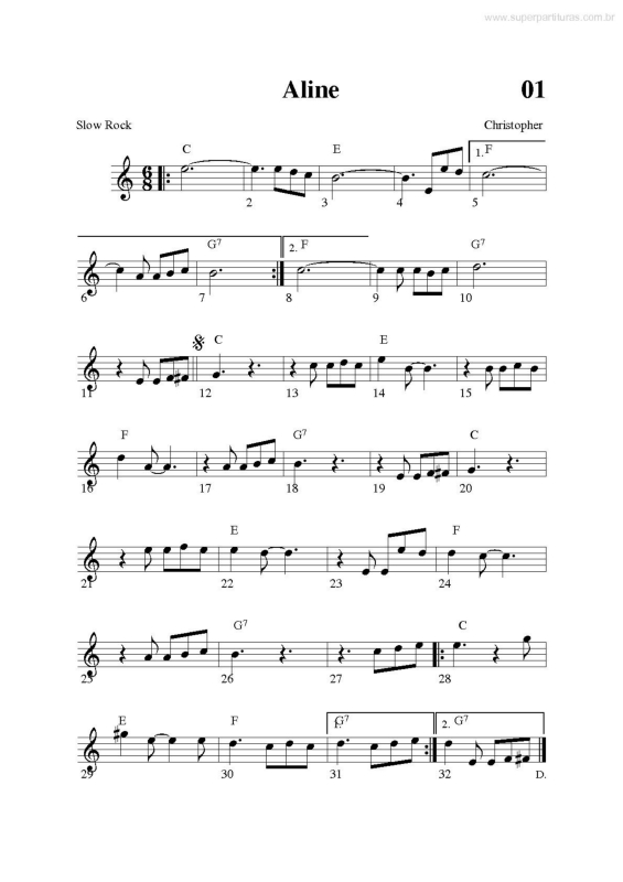 Partitura da música Aline v.2