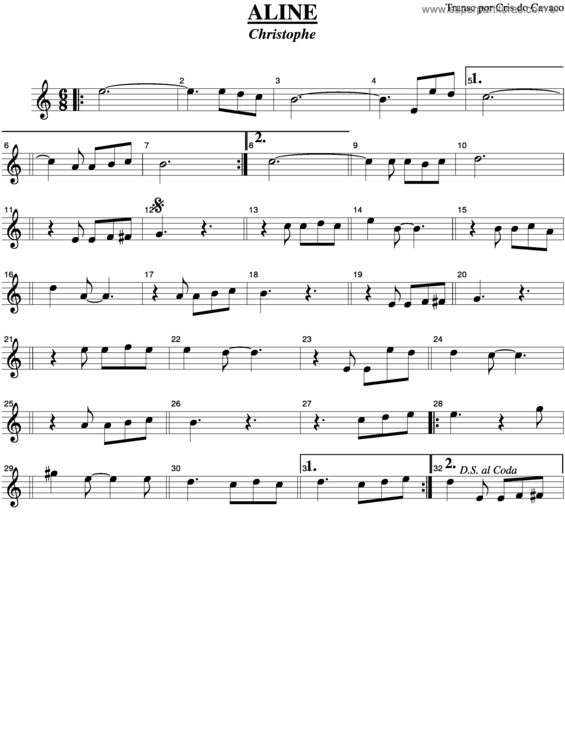 Partitura da música Aline v.4