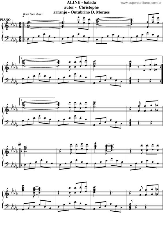 Partitura da música Aline v.6