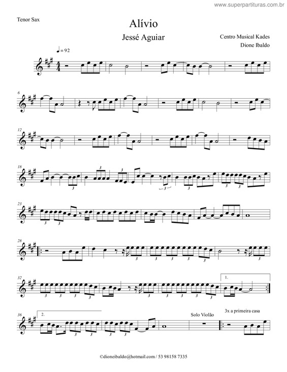 Partitura da música Alívio v.5