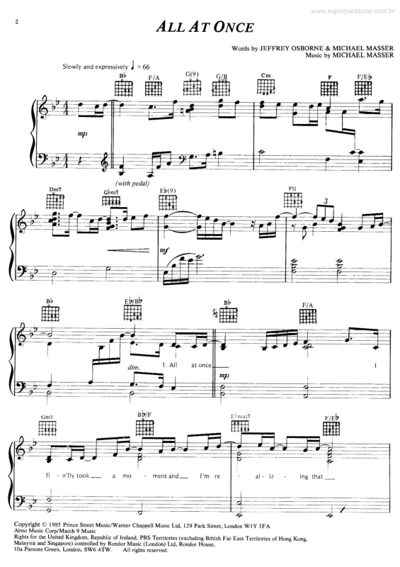 Partitura da música All at Once v.2