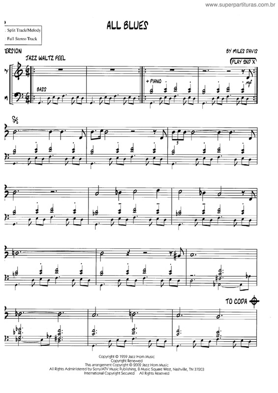 Partitura da música All Blues