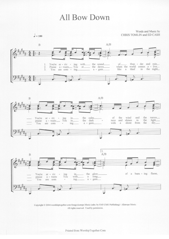 Partitura da música All Bow Down