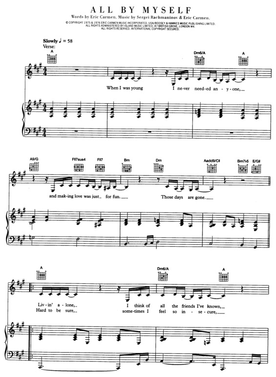 Partitura da música All By Myself v.11