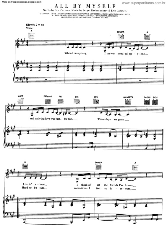 Partitura da música All By Myself v.12