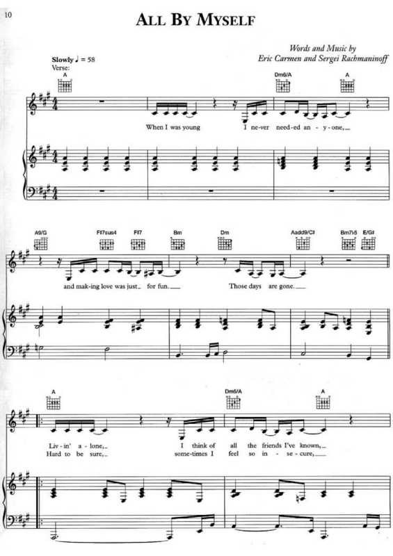 Partitura da música All By Myself v.3