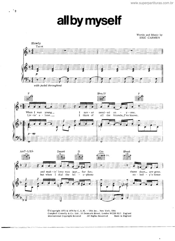 Partitura da música All By Myself v.7