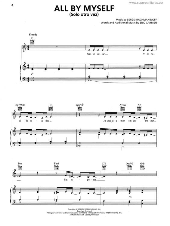 Partitura da música All By Myself v.9