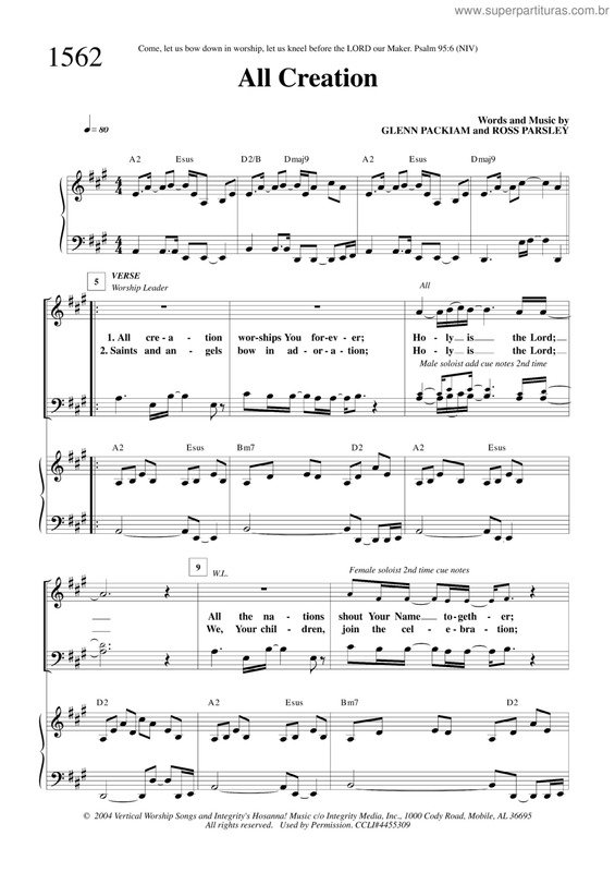 Partitura da música All Creation