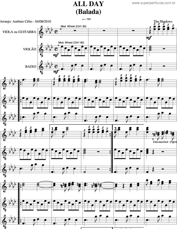 Partitura da música All Day v.2