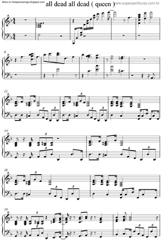 Partitura da música All Dead All Dead