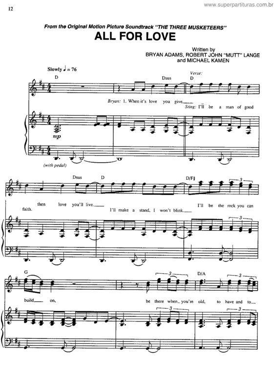 Partitura da música All For Love v.3