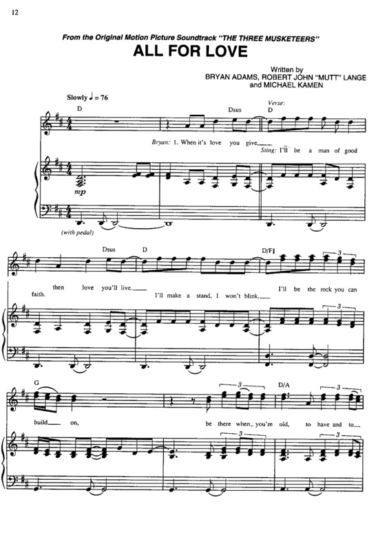 Partitura da música All For Love v.4