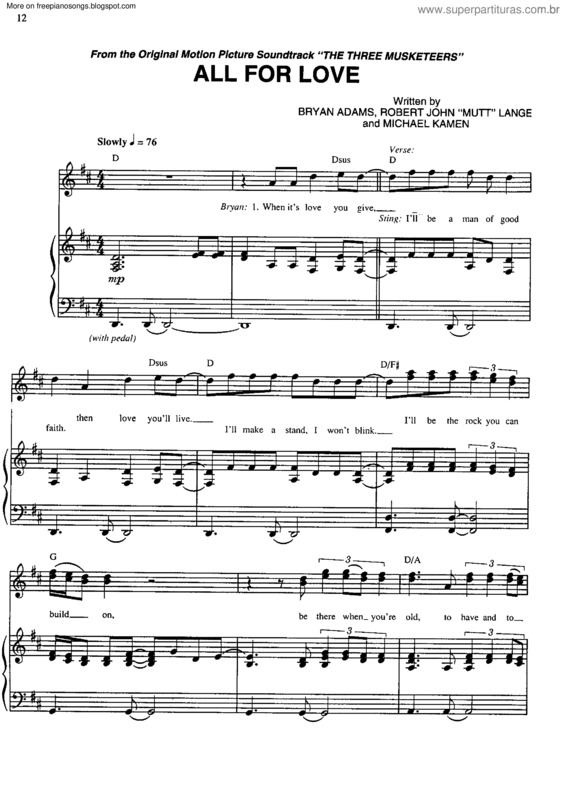 Partitura da música All For Love v.5