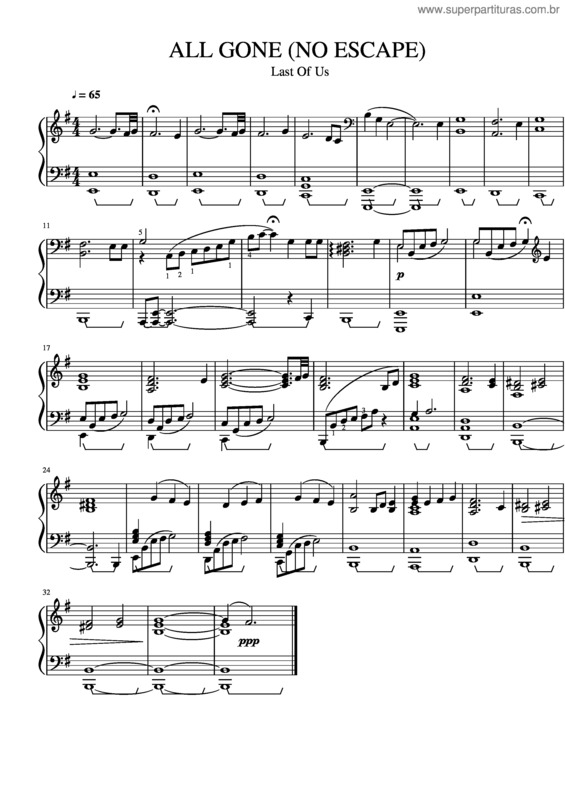 Partitura da música All Gone