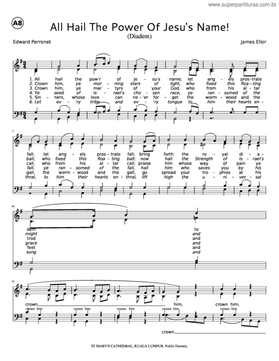 Partitura da música All Hail The Power Of Jesu`S Name!