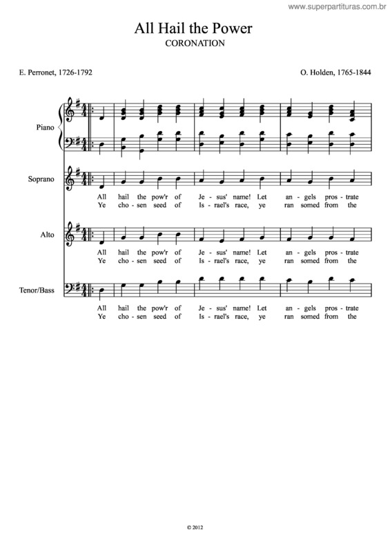 Partitura da música All Hail The Power Of Jesus` Name v.2