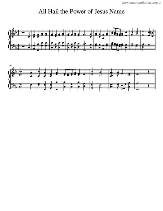 Partitura da música All Hail The Power Of Jesus Name