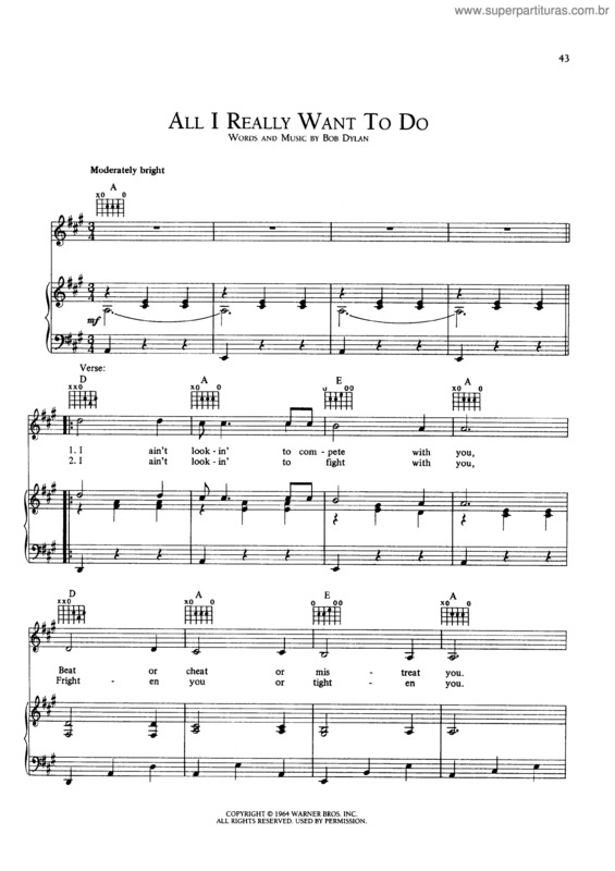 Partitura da música All I Really Want To Do