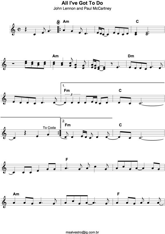 Partitura da música All I ve Got To Do v.2