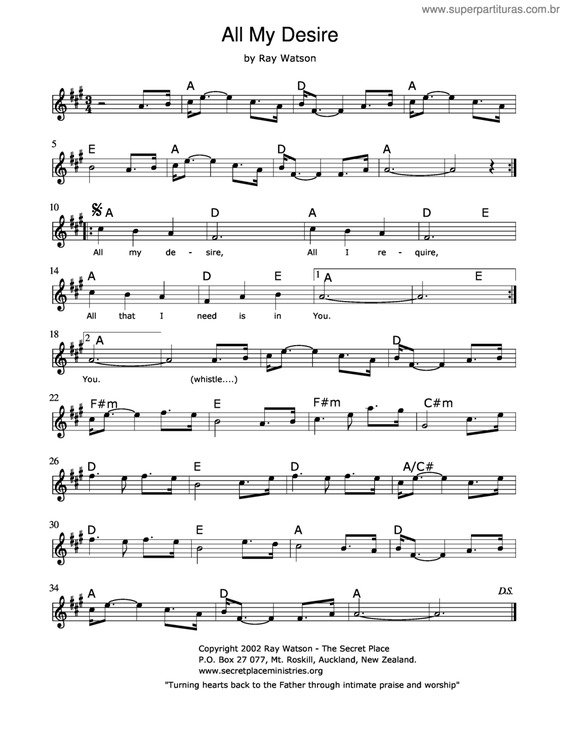 Partitura da música All My Desire