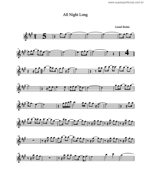 Partitura da música All night long v.2